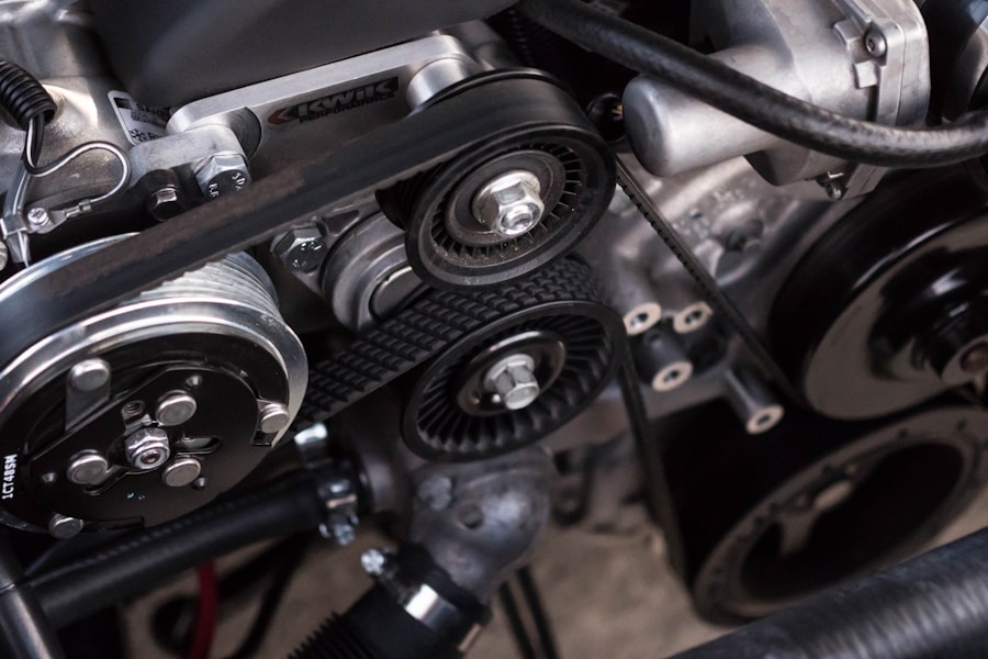 Auto repair workshop with vehicle parts